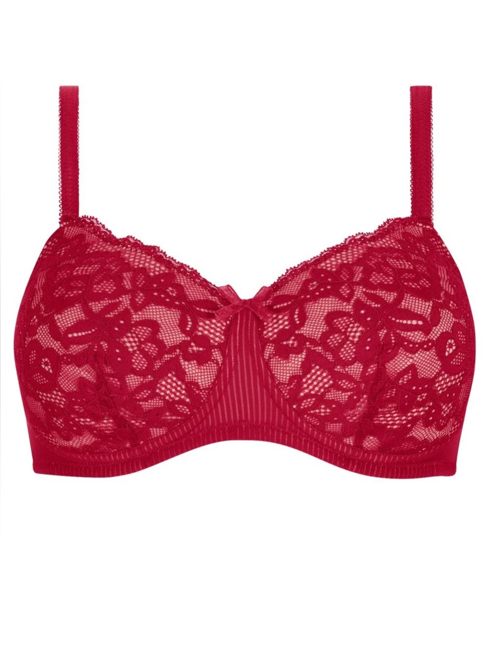 Amoena KYRA Padded Wire-Free Lace Bra in Red Chilli/Sand Size 36B